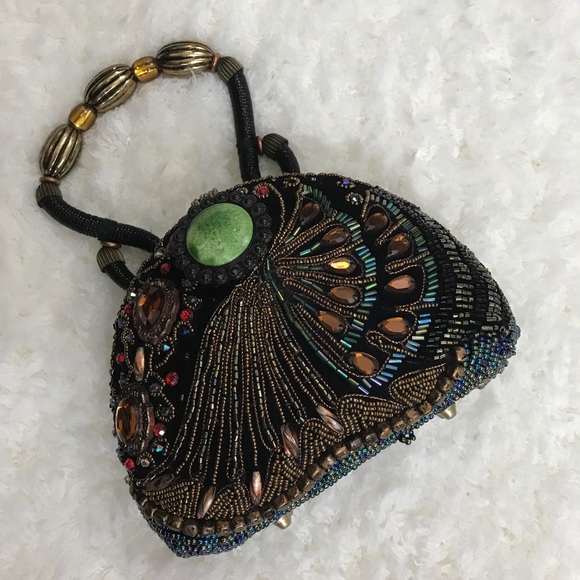 Handbags - Black suede beaded wristlet